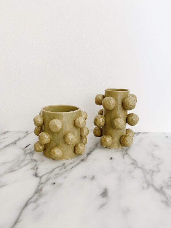 green ceramic bobble vase