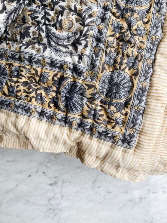 block print queen quilt