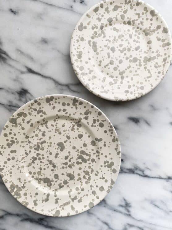 grey splatter ware dishes made in italy