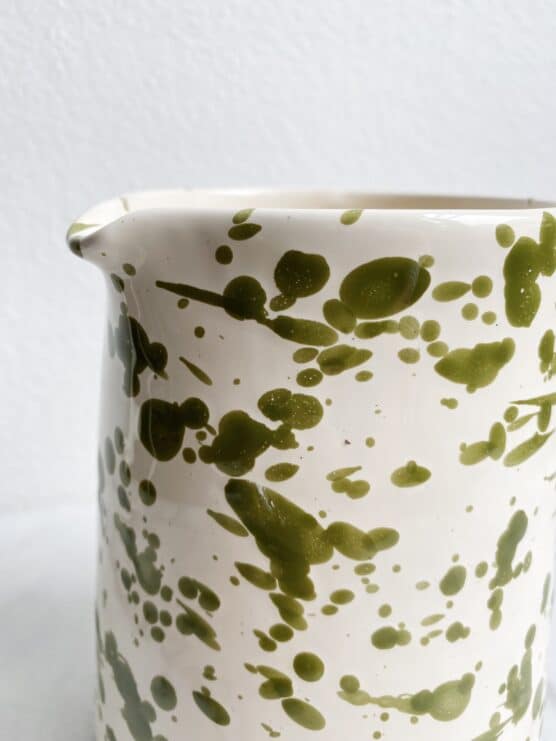 green splatterware pitcher
