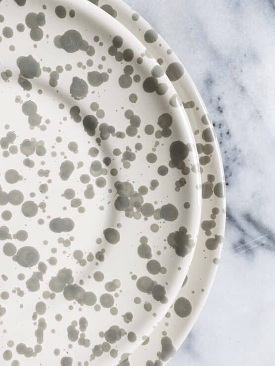 grey splatter ware dishes made in italy