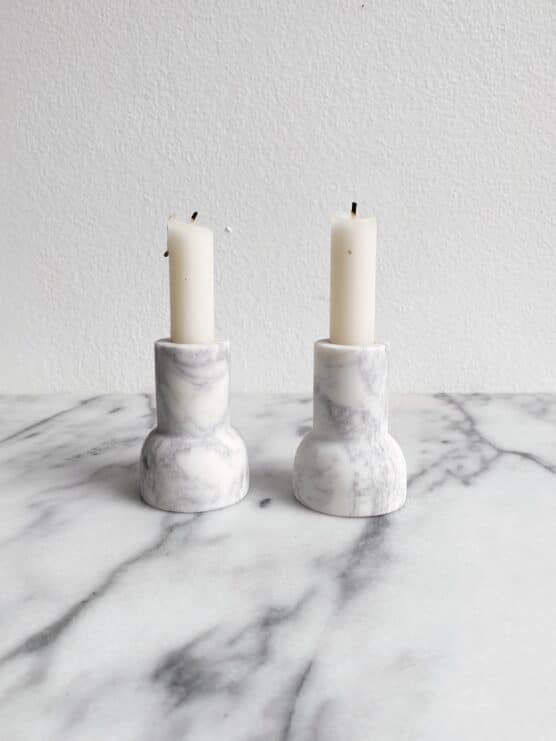 marble tealight taper candlestick