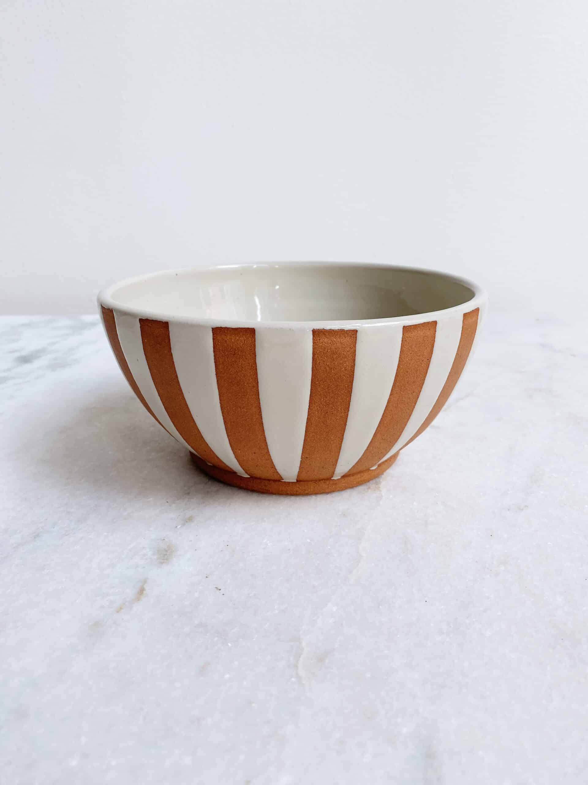 Vintage Blue Striped Stoneware Mixing Bowls - Casa di LaValle