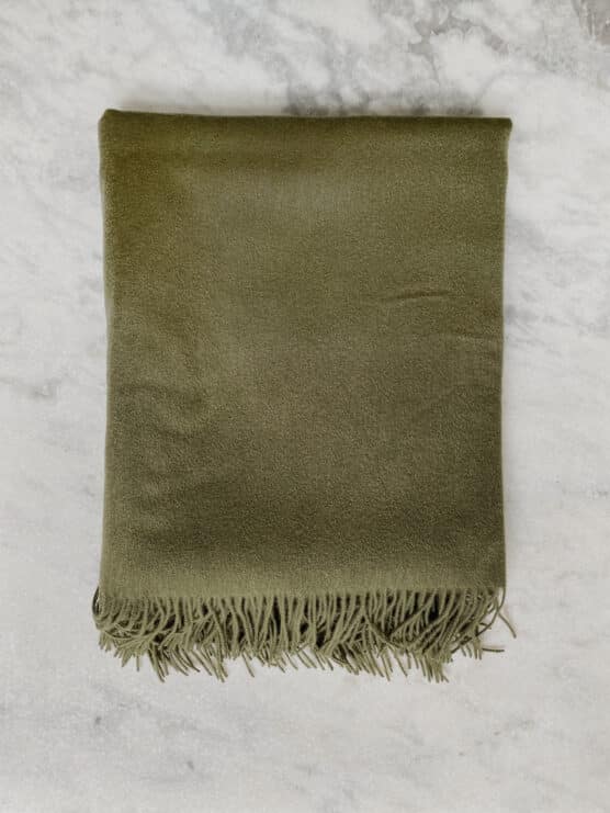 olive green lambswool throw