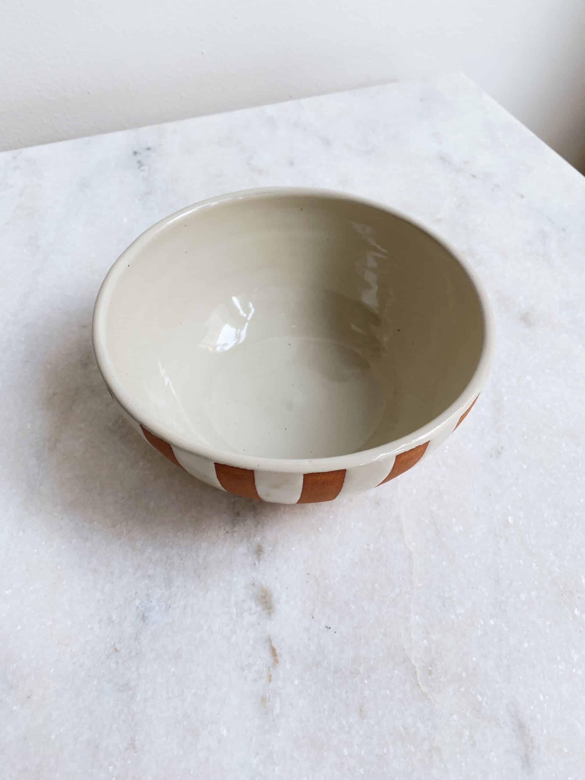 Vintage Blue Striped Stoneware Mixing Bowls - Casa di LaValle