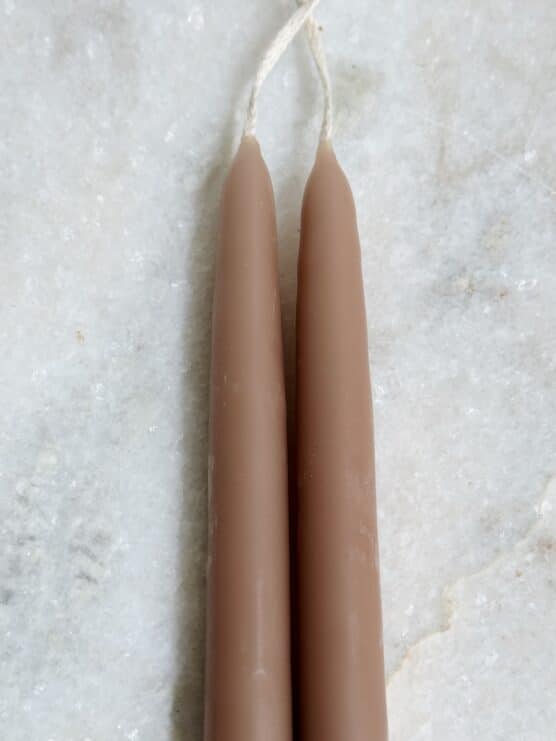 12" taupe light brown taper candles