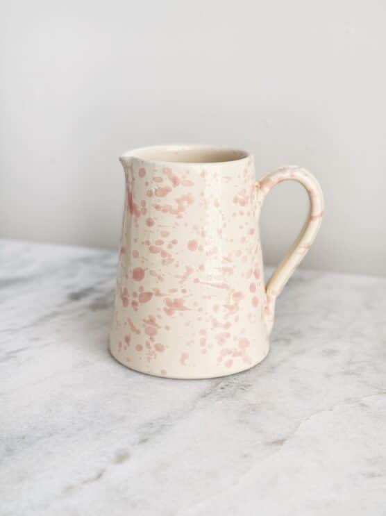 pink splatterware vase pitcher