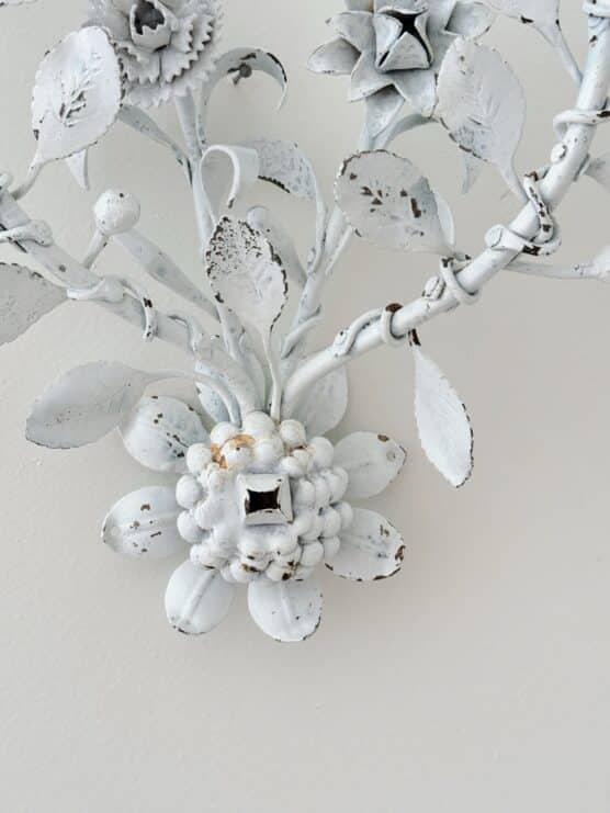 Vintage White Tole Wall Candle Sconce - Image 5