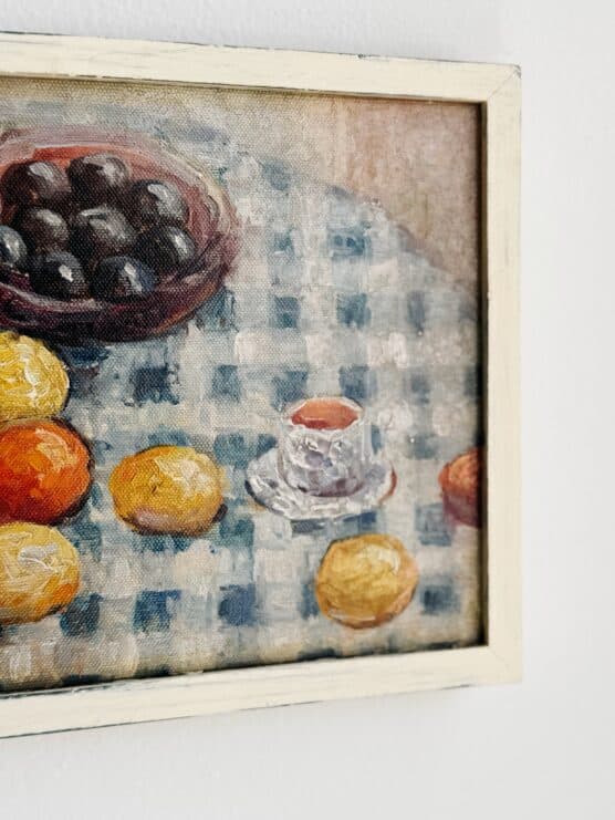 Original Fruit Still Life on Gingham Table Painting - Image 2