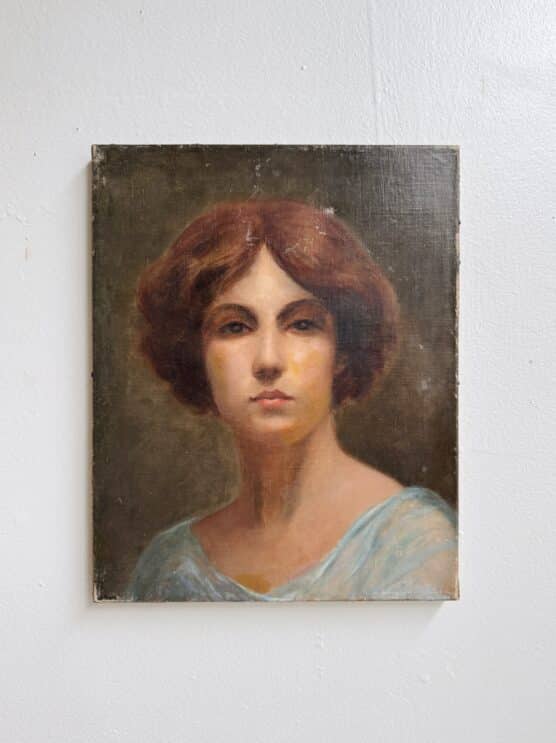 Antique Portrait of Woman in Blue