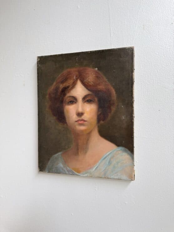 Antique Portrait of Woman in Blue - Image 2