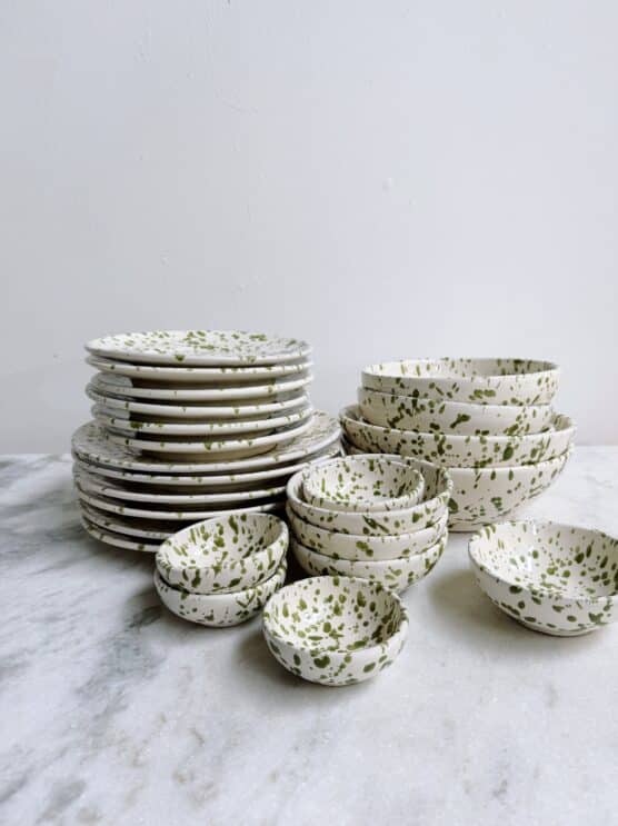 green italian splatterware dinner set plates bowls