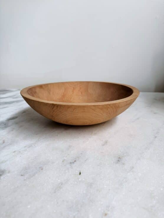 Vintage Light Wood Farmhouse Serving Bowl - Image 2