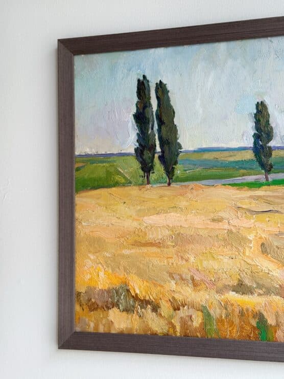 Vintage Tuscan Field Landscape Painting - Image 3