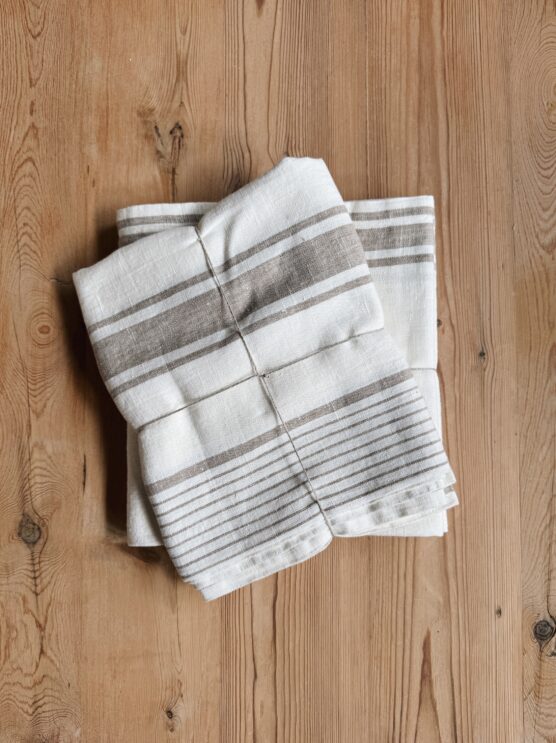 Taupe & White European Linen Tablecloth