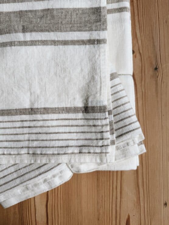 Taupe & White European Linen Tablecloth - Image 2