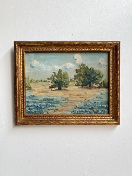 Antique Blue Flower Fields Oil Painting