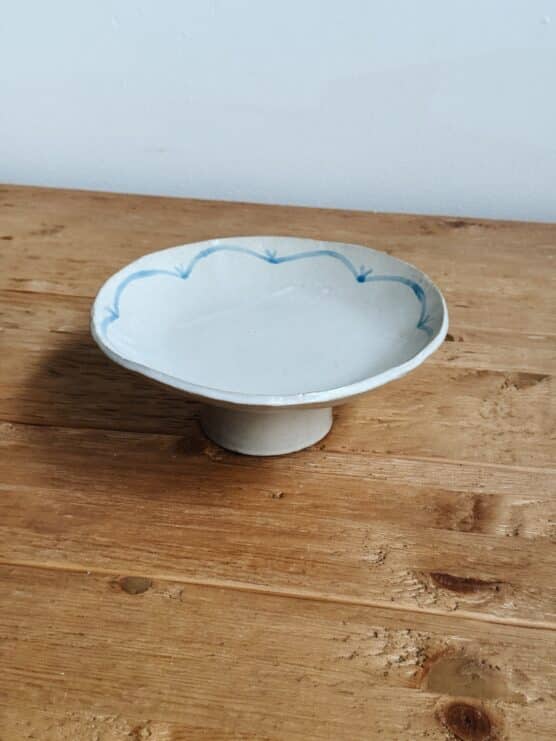 Salto Blue Trim Pedestal Dish