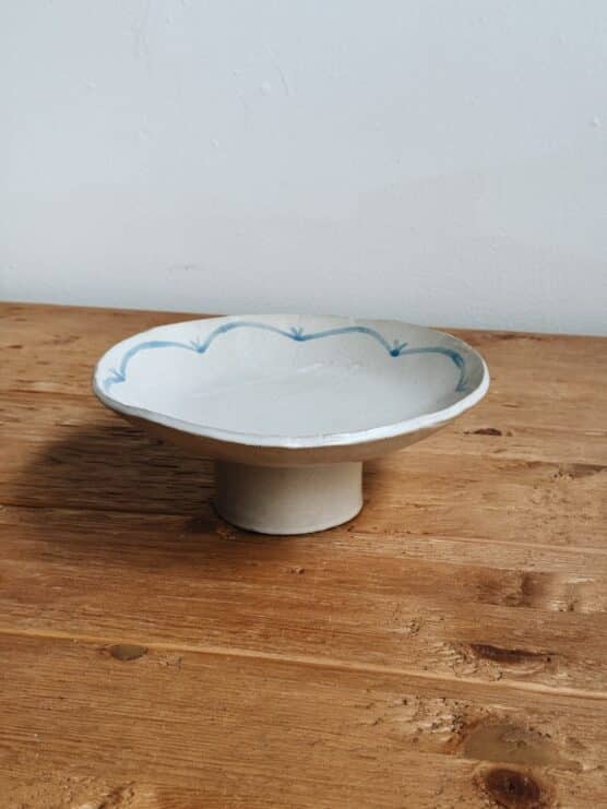 Salto Blue Trim Pedestal Dish - Image 2