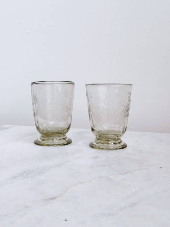 Hand Blown Etched Glass Tumblers