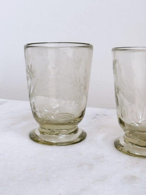 Hand Blown Etched Glass Tumblers - Image 4