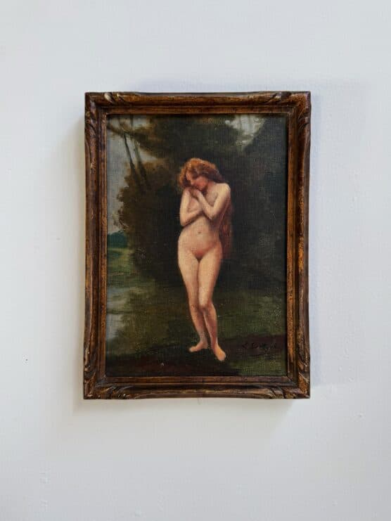 Antique French Nymph Oil Painting