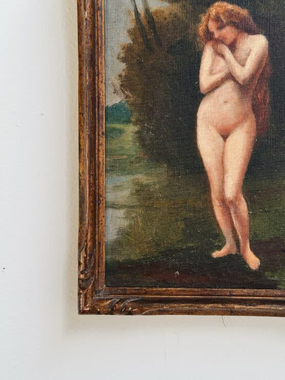 Antique French Nymph Oil Painting - Image 2