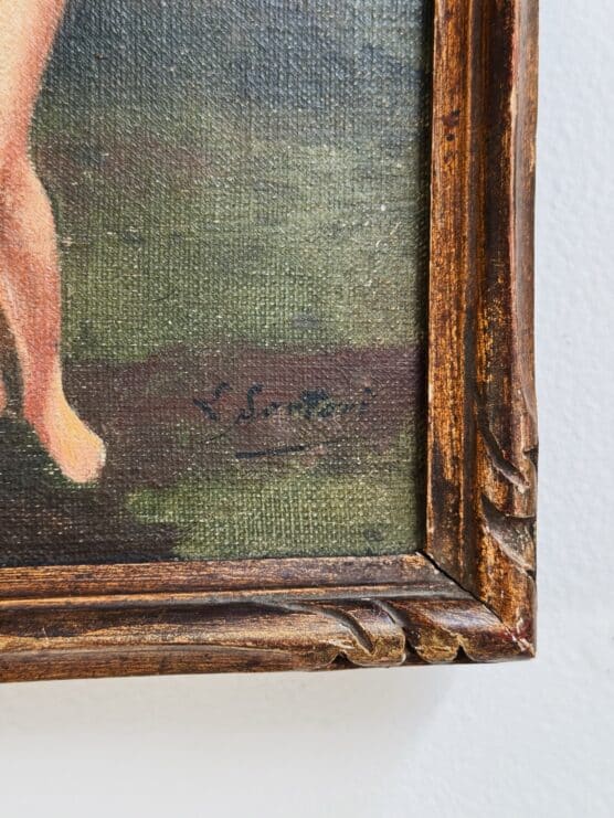 Antique French Nymph Oil Painting - Image 3