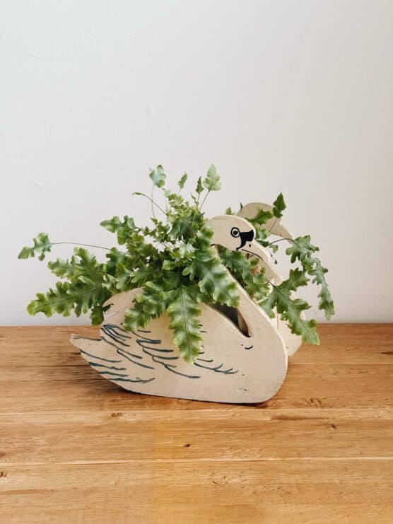 Vintage Hand Painted Swan Plant Holder