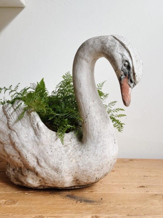 Vintage Concrete Garden Swan Planter