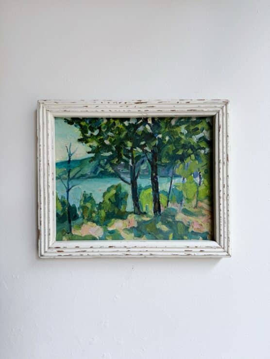 Vintage Trees by the Lake Oil Painting