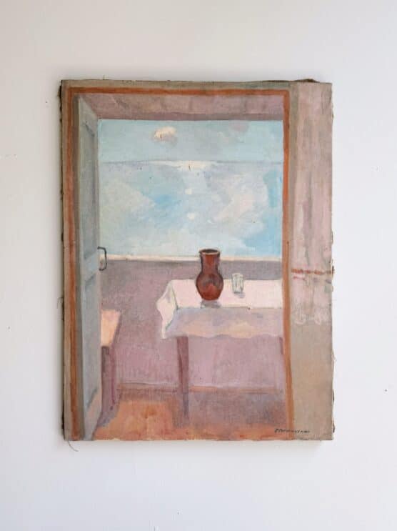 Vintage 'View from the Sea' Oil Painting - Image 2