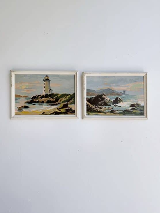 Vintage Paint by Number Lighthouse Pair
