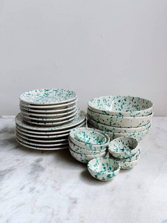 aqua marine italian splatterware dinner set plates bowls