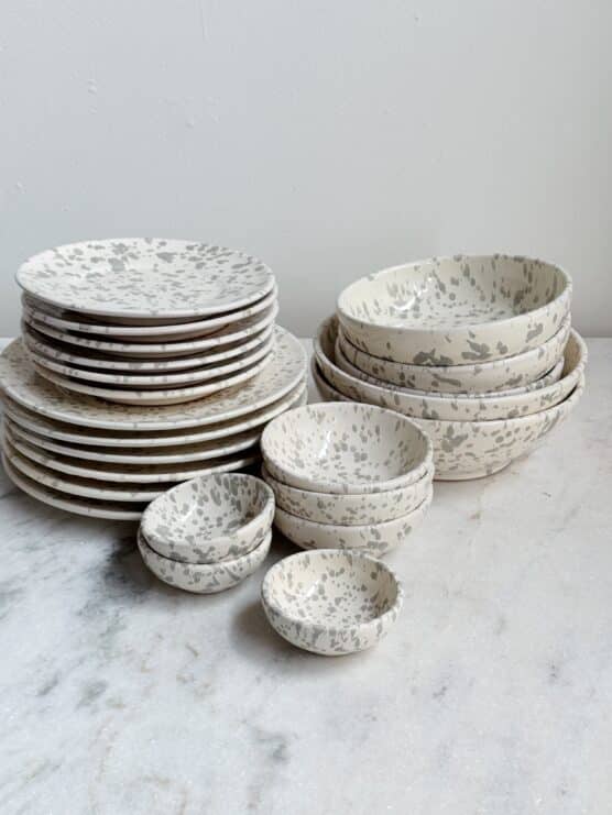 gray italian splatterware dinner set plates bowls