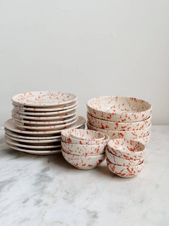 terra cotta italian splatterware dinner set plates bowls