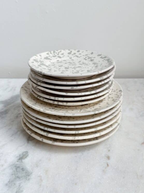 gray italian splatterware dinner set plates bowls