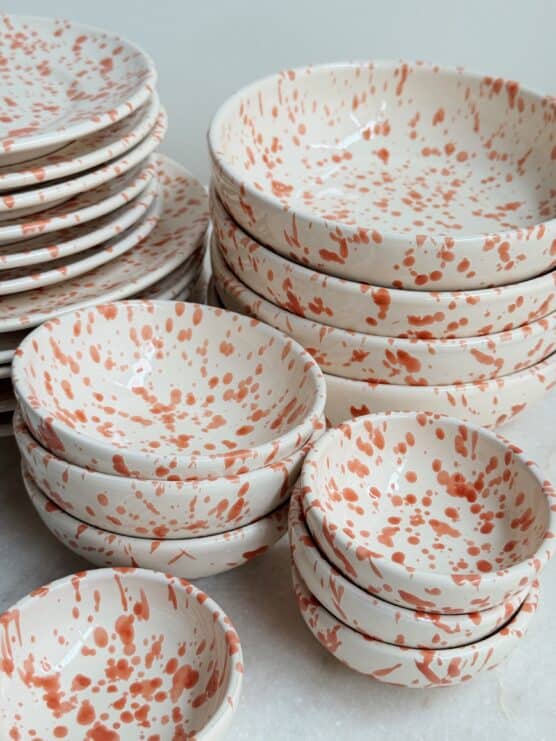 terra cotta italian splatterware dinner set plates bowls