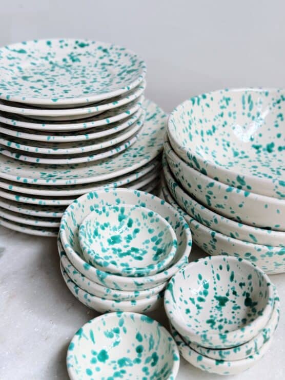 aqua marine italian splatterware dinner set plates bowls