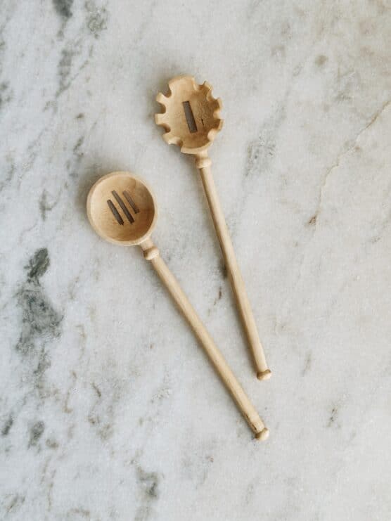hand carved wood kitchen utensils
