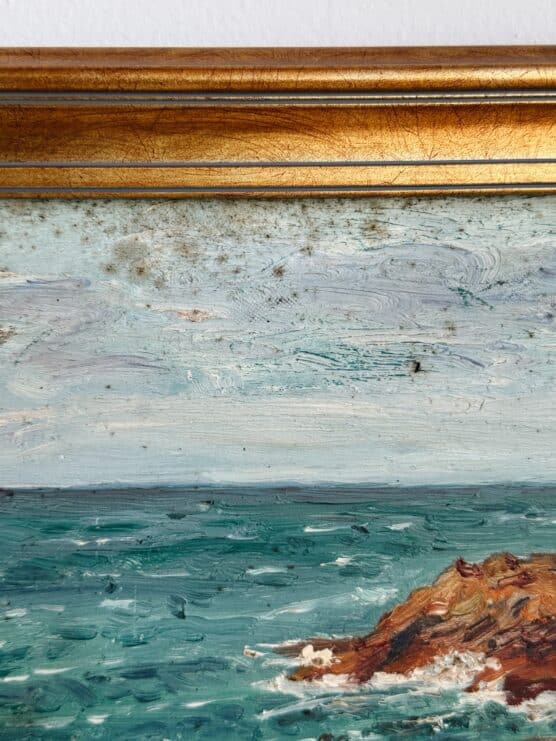 Antique French Sea View Oil Painting - Image 2