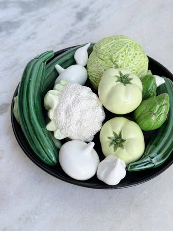 Vintage Trompe L’oeil Green and White Ceramic Veggie Plate - Image 3