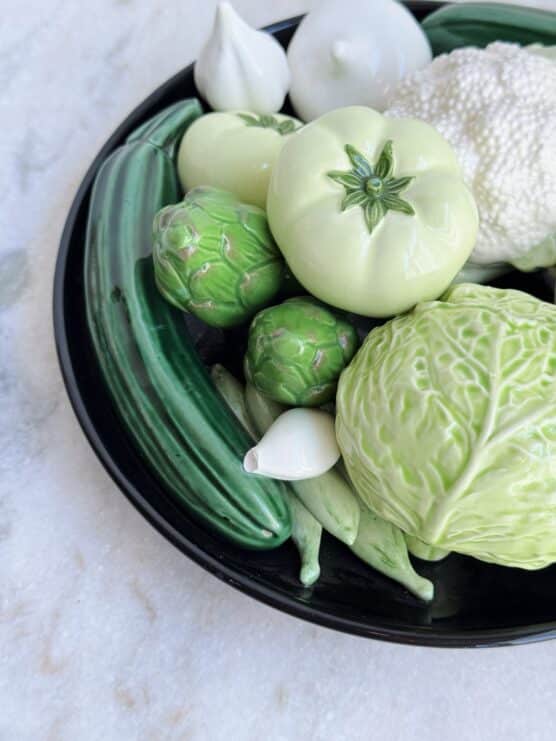 Vintage Trompe L’oeil Green and White Ceramic Veggie Plate - Image 4