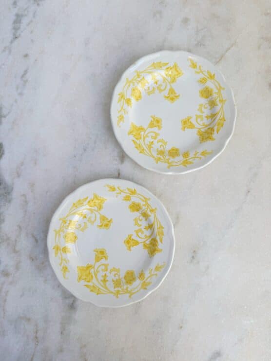 Set of 4 Vintage Ironstone Yellow Dessert Plates