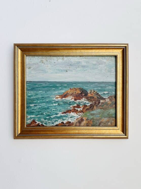 Antique French Sea View Oil Painting