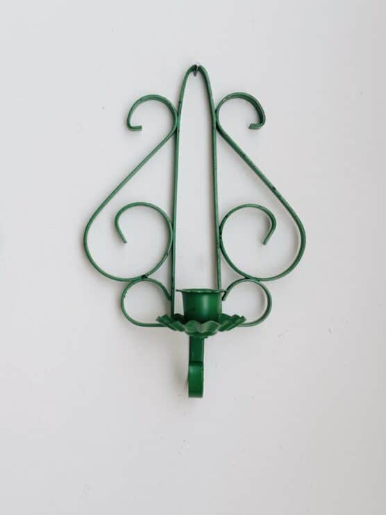Vintage Green Iron Candle Sconce Pair - Image 5