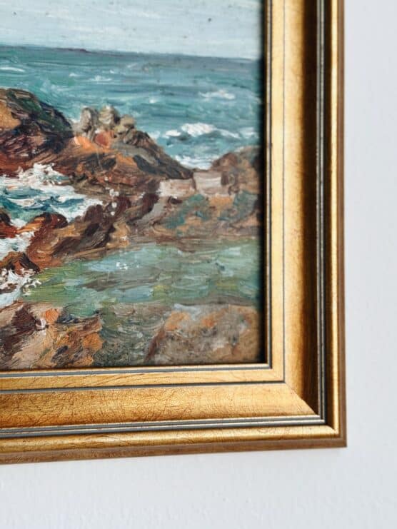 Antique French Sea View Oil Painting - Image 3