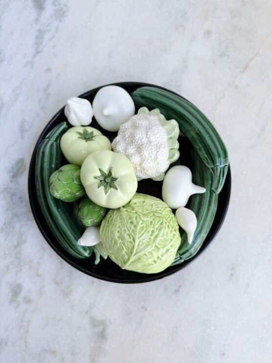 Vintage Trompe L’oeil Green and White Ceramic Veggie Plate