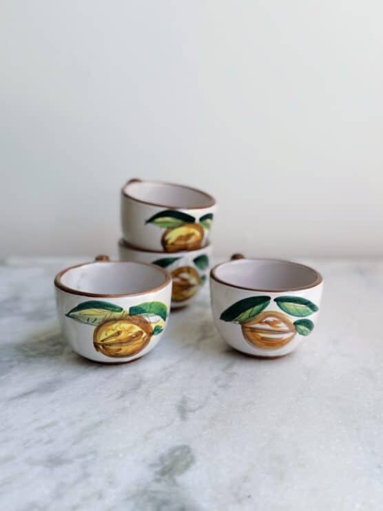 Set of 4 Vintage Hand Painted Coffee Cups