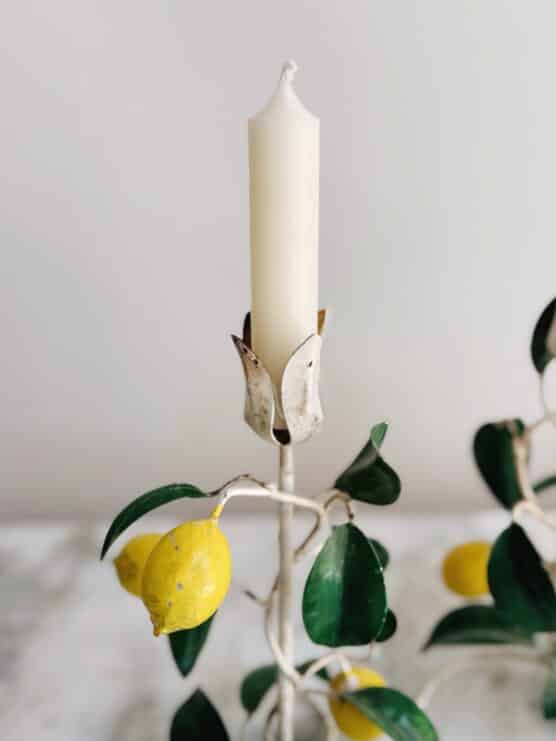 Vintage Italian Lemon Tole Candlestick Pair - Image 3